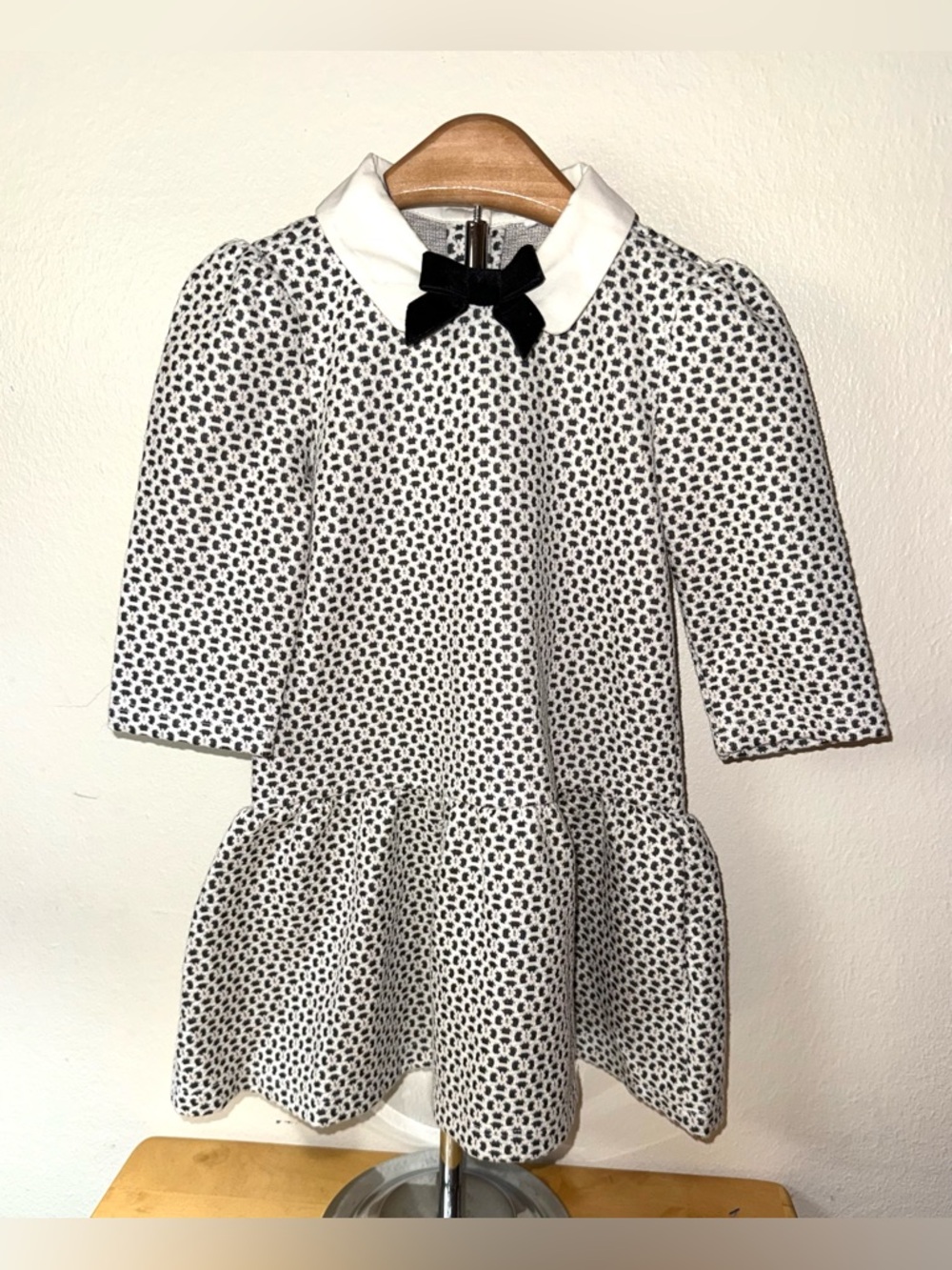 Janie and Jack Geo floral Jacquard bow collared dress, size 3